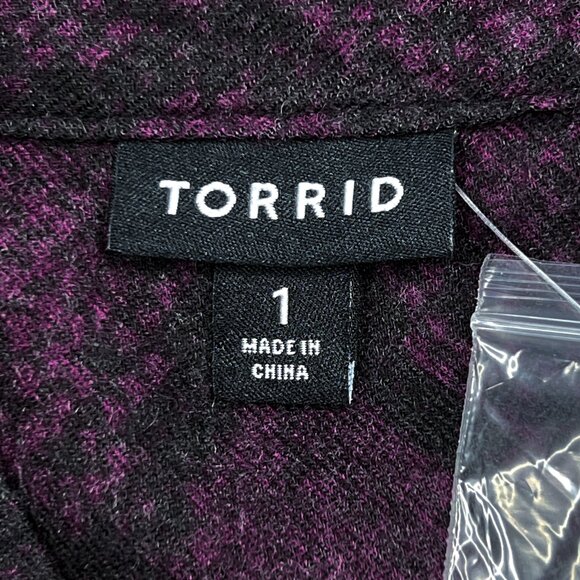 torrid Mini Brushed Rayon Purple Snake Print Drawstring Shirt Dress Size 1 - NWT - Picture 6 of 8